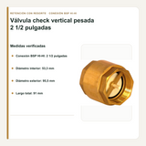 Medidas verificadas de la válvula check vertical pesada