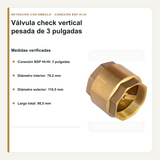 Medidas verificadas de la válvula check vertical pesada
