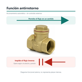 Diagrama de función antirretorno de la válvula de chapaleta sin representar piezas internas