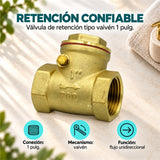 Válvula de retención tipo vaivén de 1 pulg ficha de características