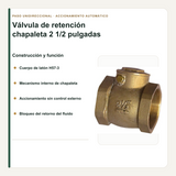 Material y funcionamiento de la válvula check de chapaleta