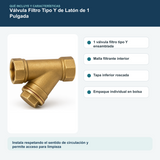 Contenido y características del válvula filtro tipo y de latón de 1 pulgada
