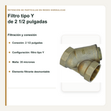 Conexión y filtración de 35 micrones del filtro tipo Y de 2 1/2 pulgadas