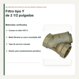 Cuerpo de latón y malla inoxidable del filtro tipo Y de 2 1/2 pulgadas