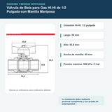 Diagrama o datos verificados del válvula de bola para gas hi-hi de 1/2 pulgada con manilla mariposa