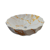 Lavamanos de Sobreponer Porcelana Arcat 46 x 46 x 17 cm Blanco con Vetas Doradas para Baño