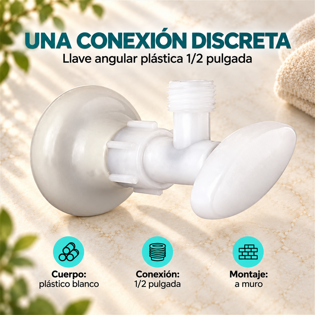Características de Llave Angular Plástica Blanca 1/2"