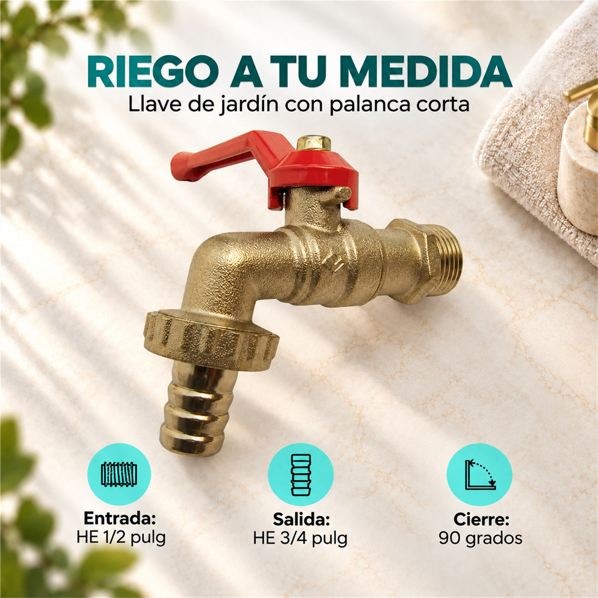 Llave de jardín con palanca corta ficha de características