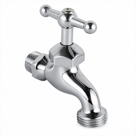 Llave de Jardín Cromada 1/2 x 3/4 en Zamak