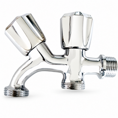 Llave Doble para Lavadora Cromada