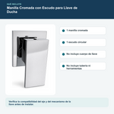 Contenido y características del manilla cromada con escudo para llave de ducha