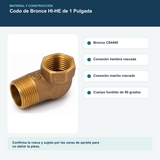 Materiales y construcción verificados del codo de bronce hi-he de 1 pulgada