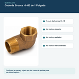 Contenido y características del codo de bronce hi-he de 1 pulgada