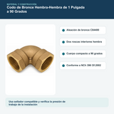 Materiales y construcción verificados del codo de bronce hembra-hembra de 1 pulgada a 90 grados
