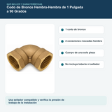 Contenido y características del codo de bronce hembra-hembra de 1 pulgada a 90 grados