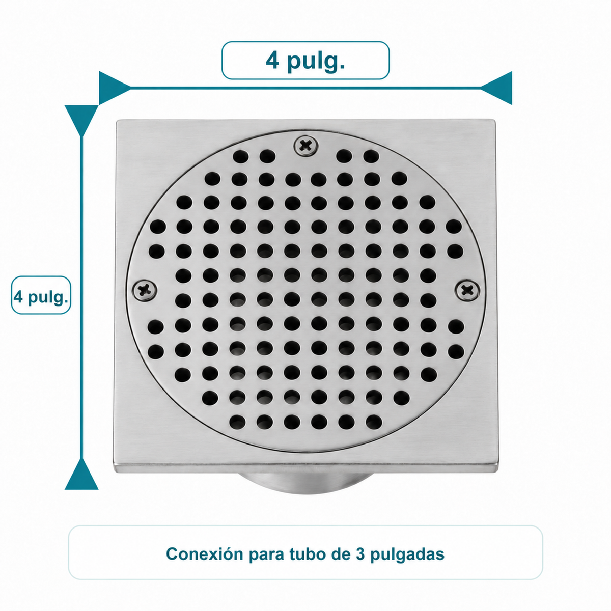 Medidas de rejilla 4 por 4 pulgadas para tubo de 3 pulgadas
