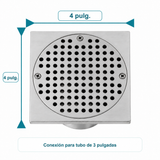 Medidas de rejilla 4 por 4 pulgadas para tubo de 3 pulgadas
