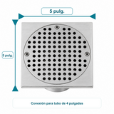 Medidas de rejilla 5 por 5 pulgadas para tubo de 4 pulgadas