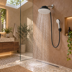 Ducha Eléctrica Maxi Zent Blanca Y Negra Con Manguera 110V