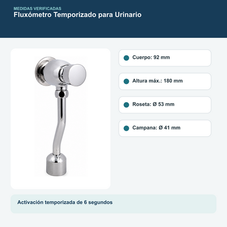 Válvula de Descarga para Urinario Temporizada 18 cm