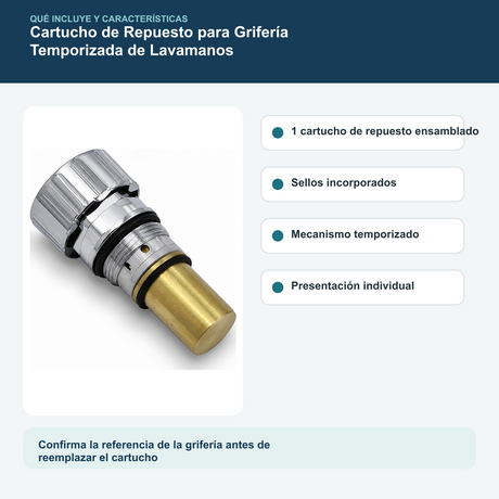 Cartucho de Repuesto para Grifería Temporizada de Lavamanos