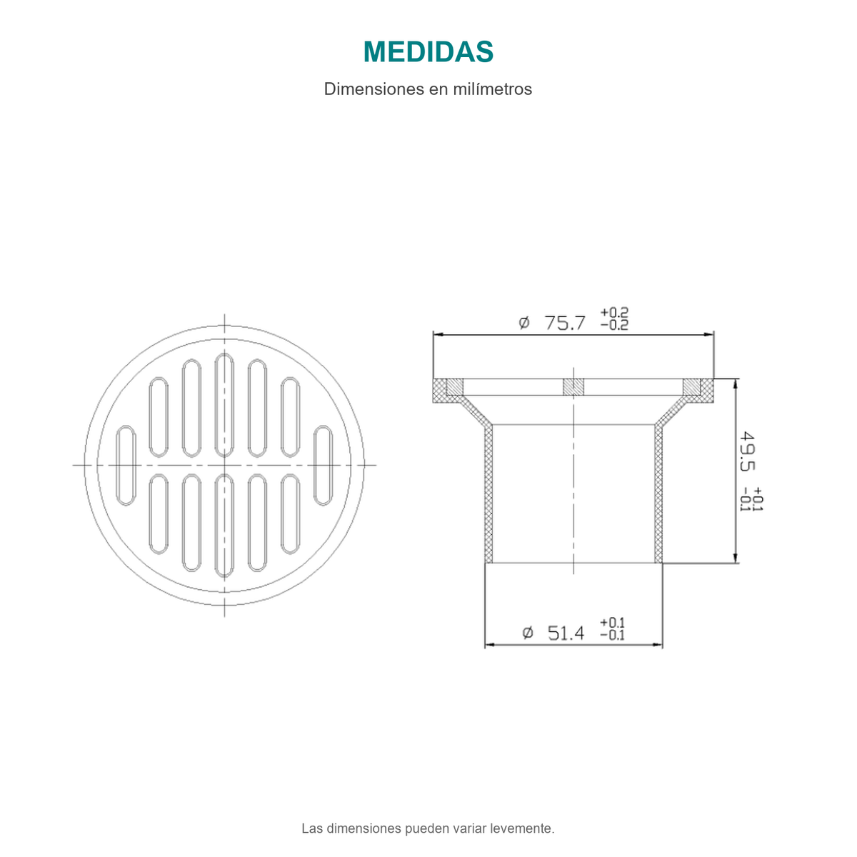 Croquis original de rejilla de piso blanca de 3 × 2 pulgadas, con sus cotas originales sin repasar trazos.