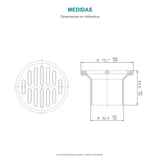 Croquis original de rejilla de piso blanca de 3 × 2 pulgadas, con sus cotas originales sin repasar trazos.
