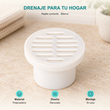 Rejilla de piso blanca de 3 × 2 pulgadas: Material: Polipropileno; Diseño: Ranurado; Montaje: En piso.