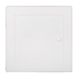 Tapa de registro blanca de 20 × 20 cm sobre fondo blanco. Blanco.