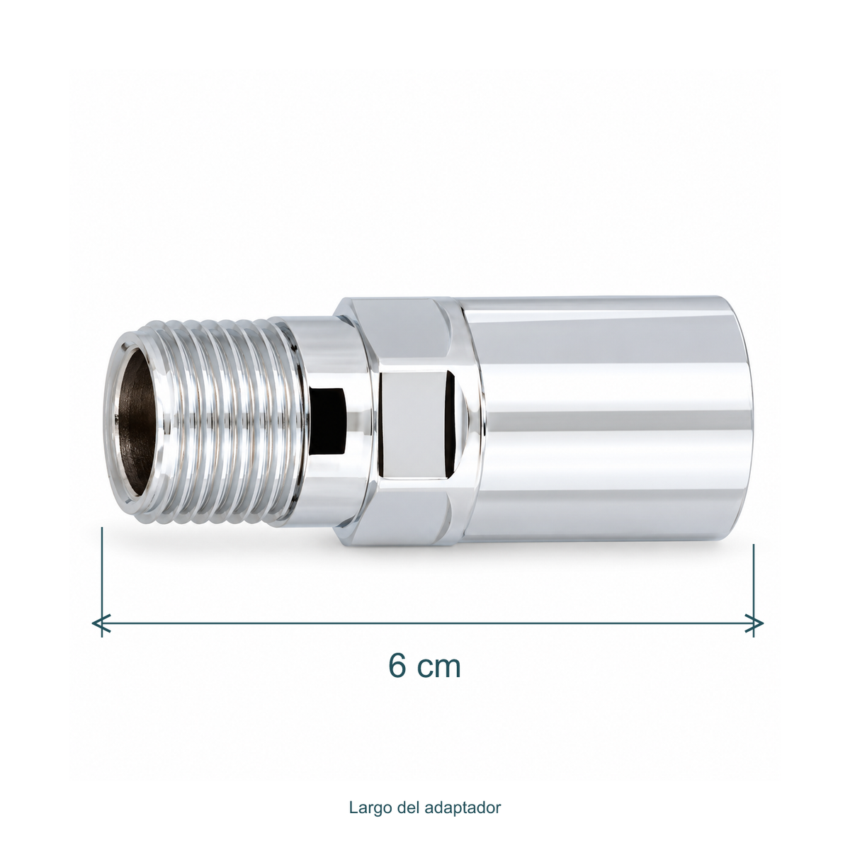Largo del adaptador: 6 cm. Verifique la rosca con la conexión existente.