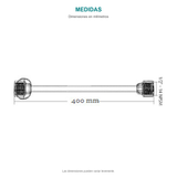Croquis original de válvula de regulación blanca con acople de 40 cm para lavamanos y lavaplatos, con sus cotas originales sin repasar trazos.