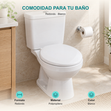 Asiento sanitario redondo Redondo: Formato: Redondo; Material: Polipropileno; Color: Blanco.