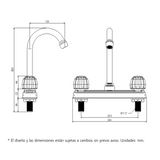 Croquis técnico original del mezclador Aquarius con todas las cotas del fabricante
