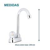Medida principal de Llave individual para lavaplatos de mesa Aquarius con base plataforma