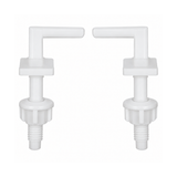 Kit de herrajes para asiento sanitario redondo x 2 sobre fondo blanco, producto completo.