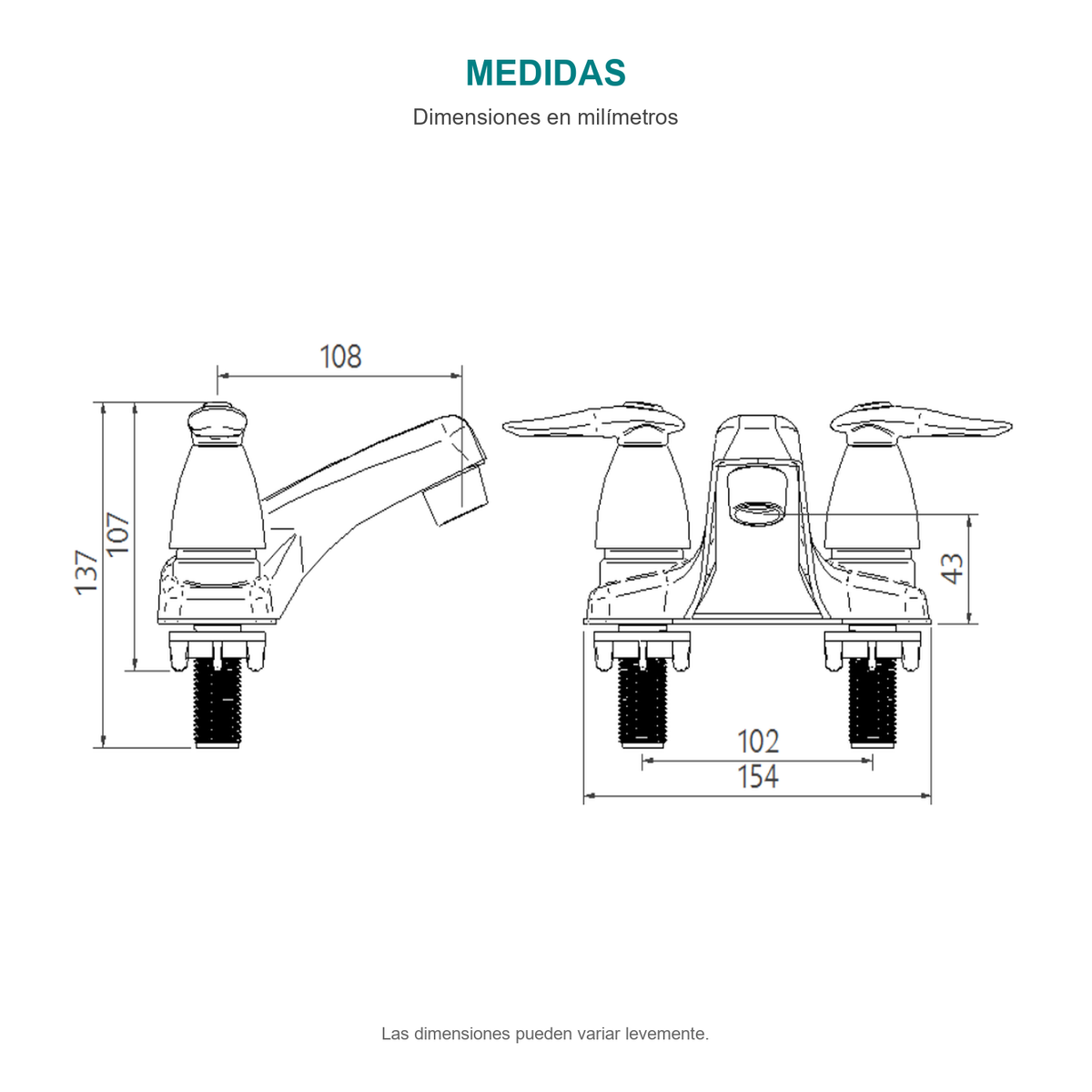 Croquis original de mezclador de lavamanos Slim con dimensiones en milímetros.