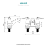 Croquis original de mezclador de lavamanos Slim con dimensiones en milímetros.