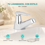 Llave individual para lavamanos Slim: Cierre: Cerámico · ¼ de giro; Uso: Agua sin mezcla; Acabado: Cromado.