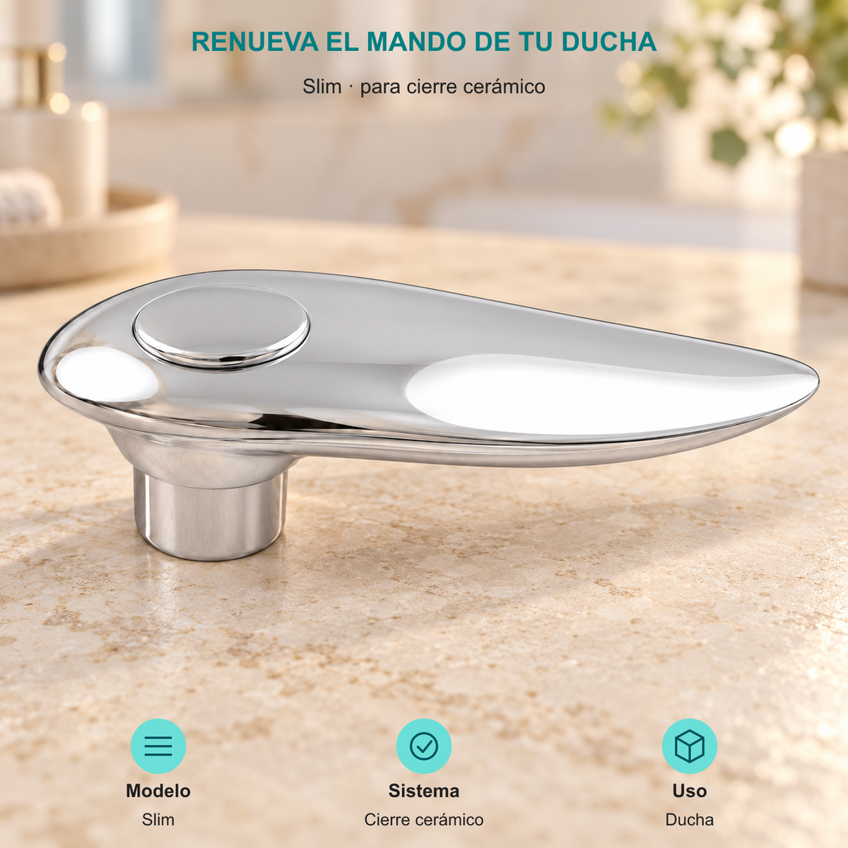 Slim · para cierre cerámico. Modelo: Slim. Sistema: Cierre cerámico. Uso: Ducha.