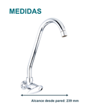 Medida principal de Llave individual para lavaplatos de pared Slim cromada