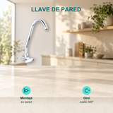 Características de Llave individual para lavaplatos de pared Slim cromada