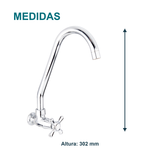 Medida principal de Llave individual para lavaplatos de pared Antius cromada