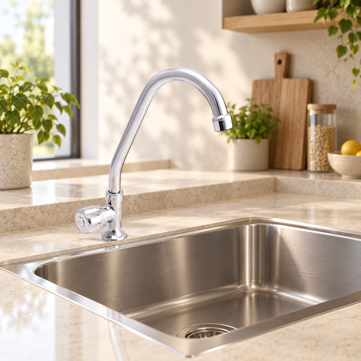 Ambientación de Llave individual para lavaplatos de mesa Aqua cromada