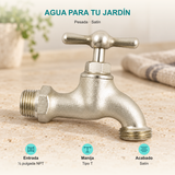 Llave para manguera pesada satín de media pulgada: Entrada: ½ pulgada NPT; Manija: Tipo T; Acabado: Satín.