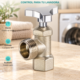 Llave para lavadora metálica satín de media pulgada: Cierre: Cuarto de vuelta; Entrada: ½ pulgada NPT; Acabado: Cuerpo satín.