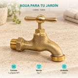 Llave para manguera liviana con acabado cobre de media pulgada: Entrada: ½ pulgada NPT; Manija: Tipo T; Acabado: Cobre.