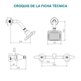 Conjunto mezclador de ducha Antius de 8 pulgadas cromado — croquis original