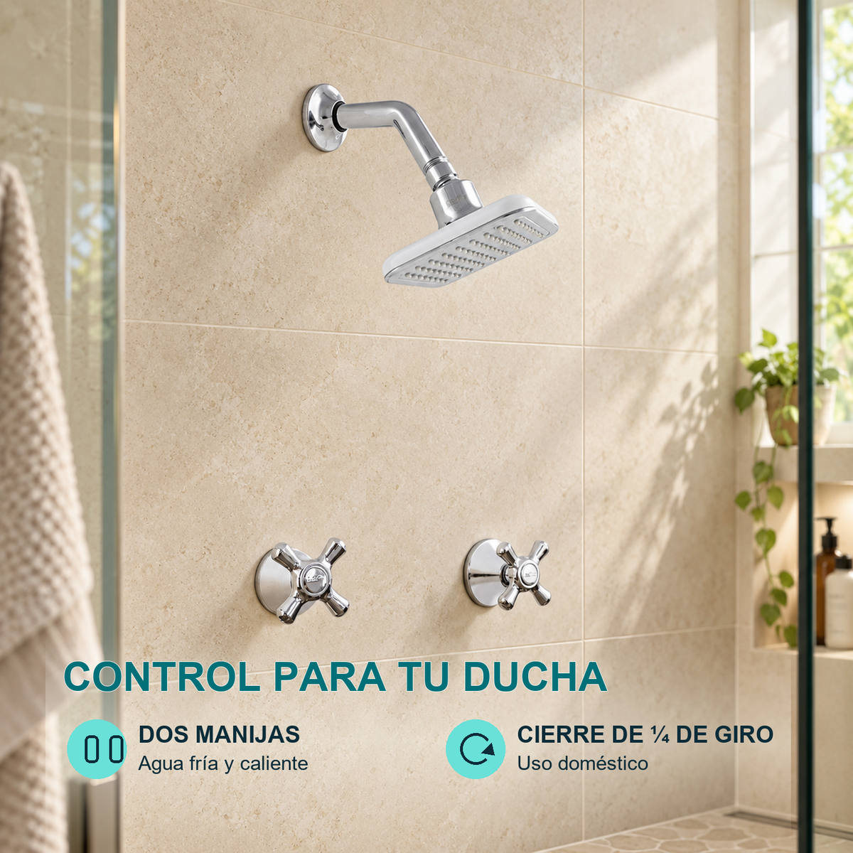 Conjunto mezclador de ducha Antius de 8 pulgadas cromado — características