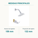 Conjunto registro de ducha Slim cromado — medidas principales