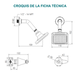 Conjunto registro de ducha Slim cromado — croquis original